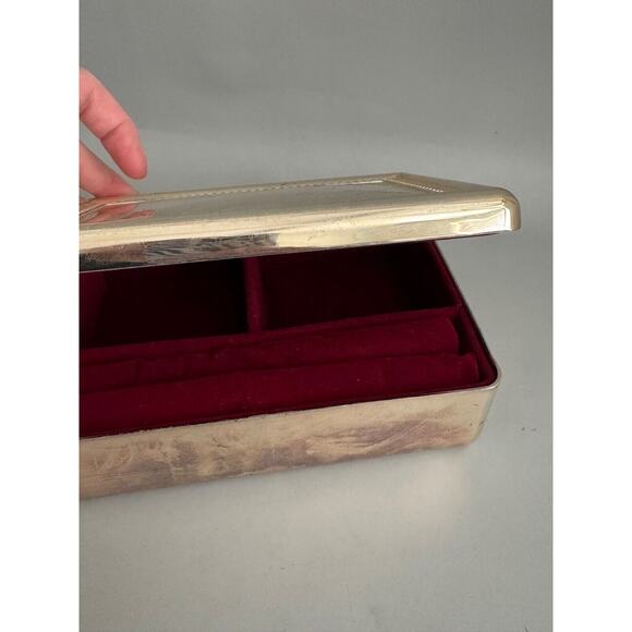 Vintage Silver Plate Heritage Mint Ltd Jewelry Box W/ Crimson Interior Trinkets - Picture 4 of 10